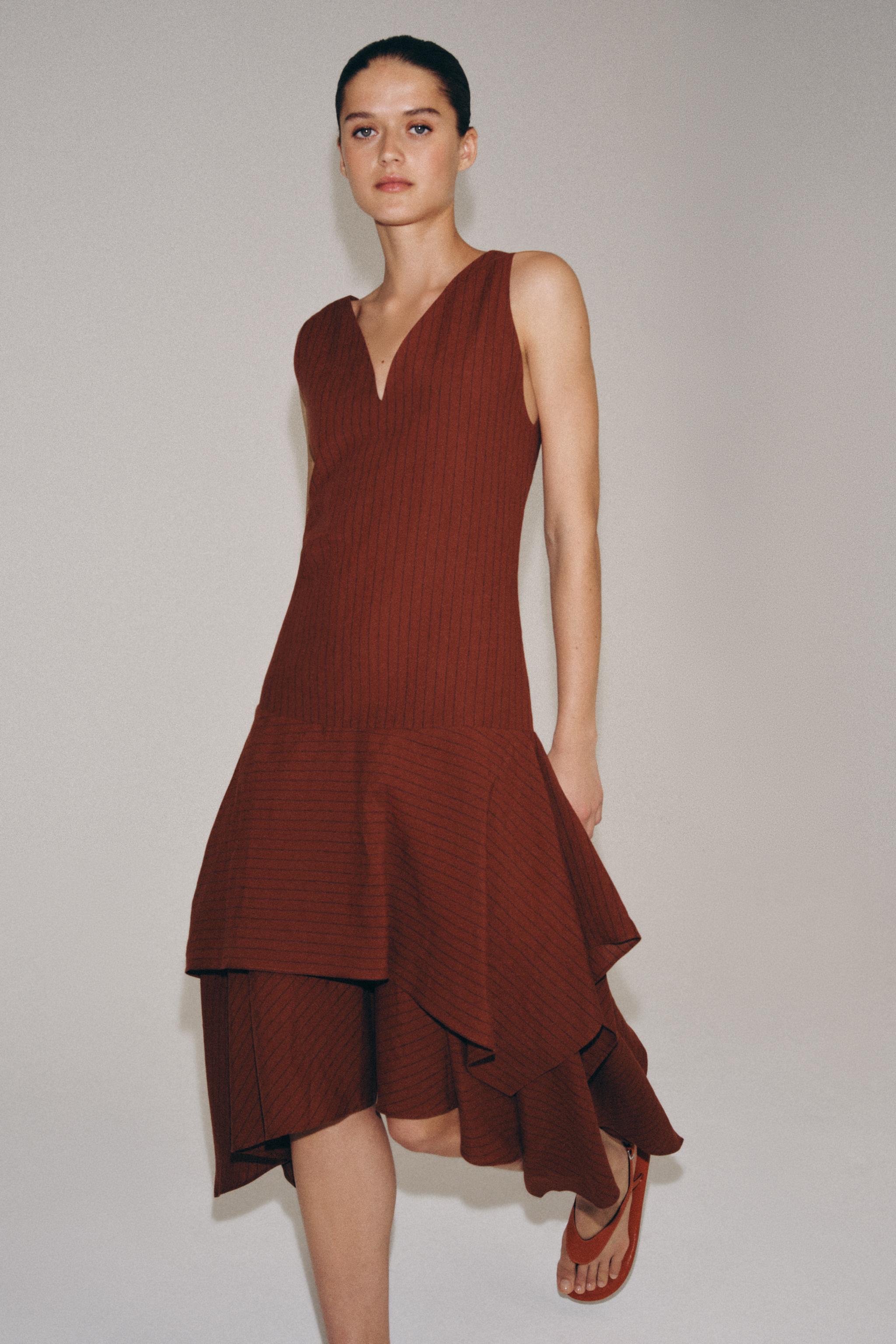 ASYMMETRIC STRIPED DRESS ZW COLLECTION